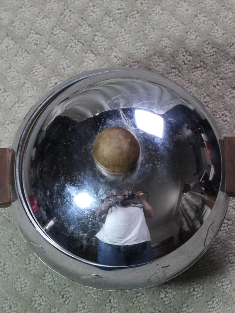 Vintage MCM West Bend Penguin Hot And Cold Server Chrome With Wood Handles